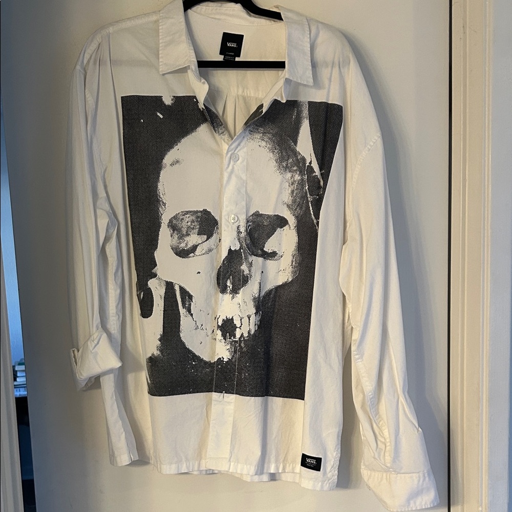 Vans White Shirt with Skull Design
